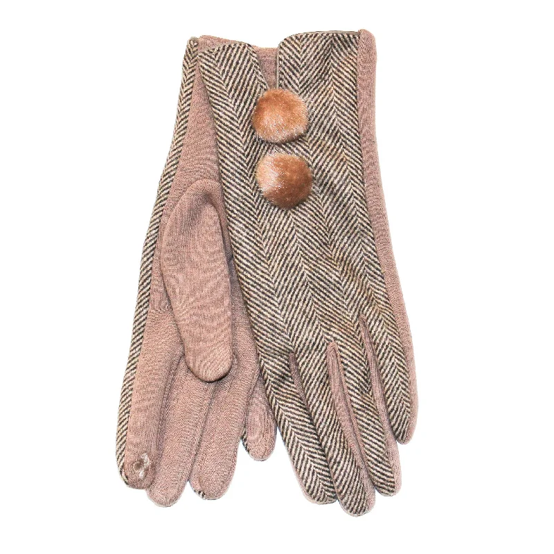 Women's Herringbone Gloves Camel