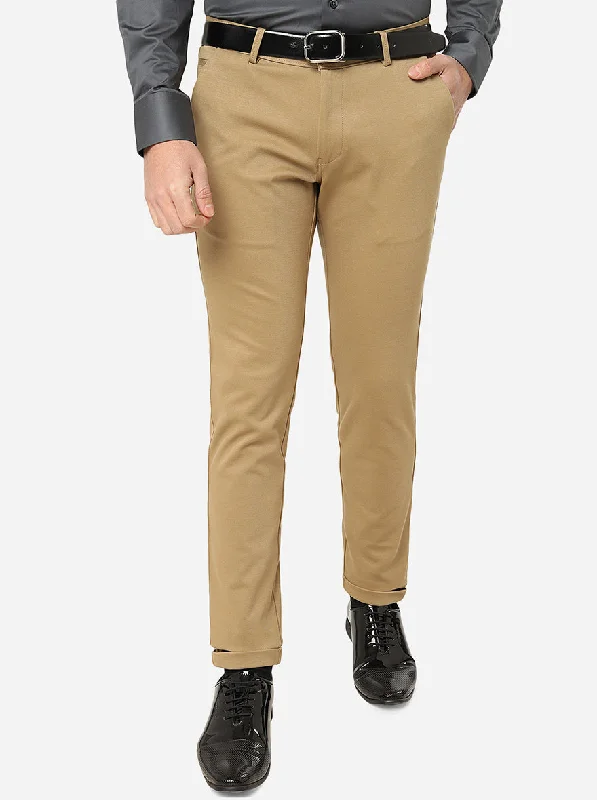 Khaki Solid Slim Fit Club Wear Trouser | JB Studio