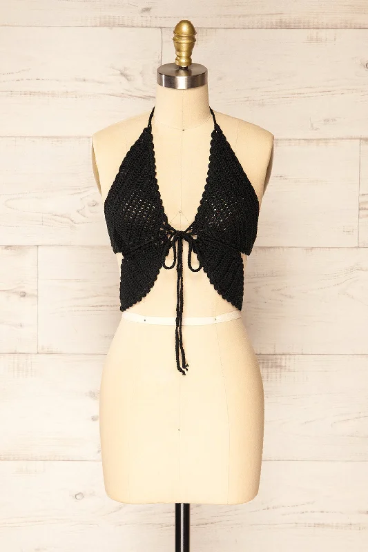 Flos Black | Crochet Crop Top