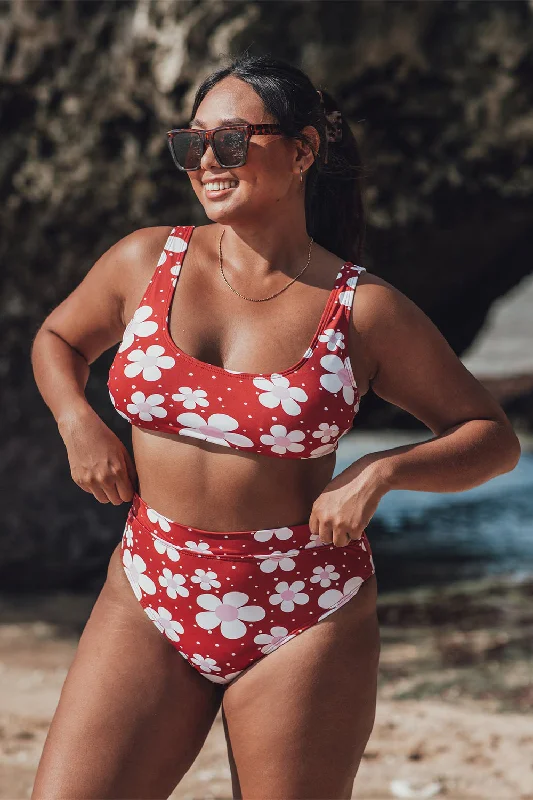 Radkow Red | Sport Style Floral Bikini Top