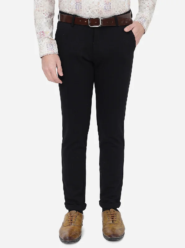 Black Solid Slim Fit Club Wear Trouser | JB Studio
