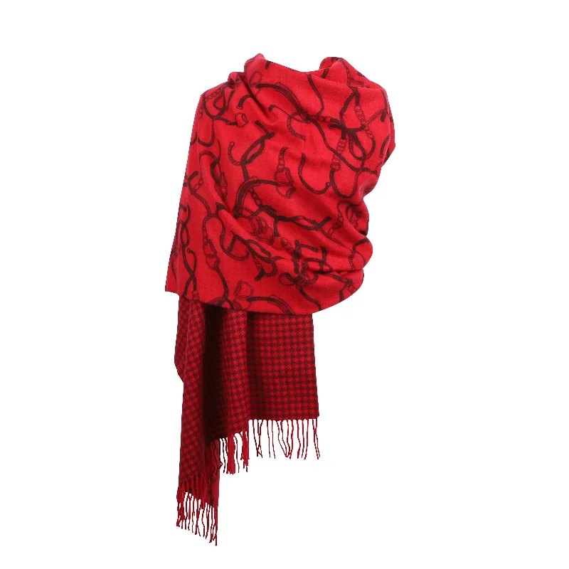 Women's Chain Print Double Sided Cashmere Stole