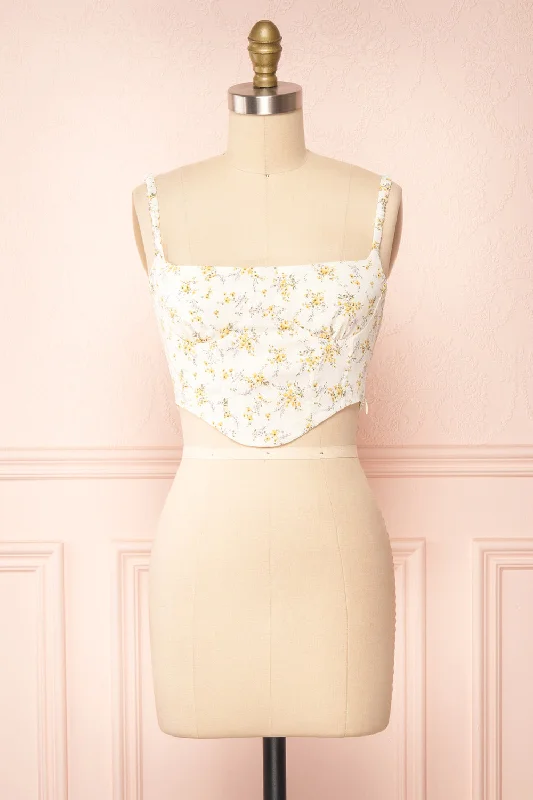 Cissiae Ivory | Floral Cropped Tank Top