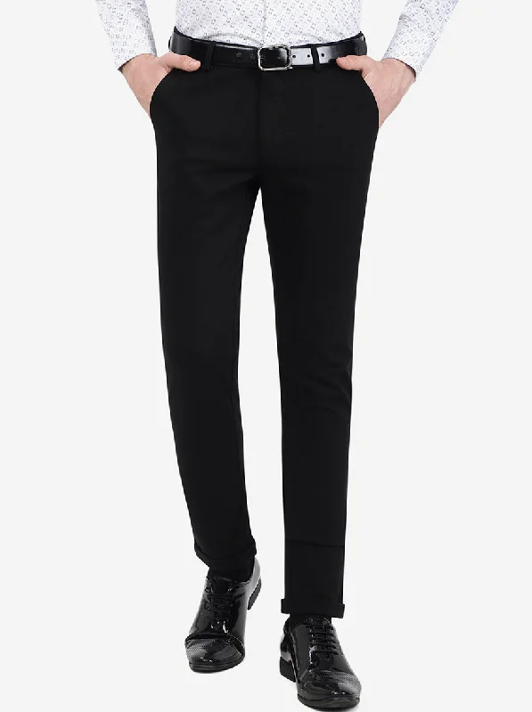Black Solid Slim Fit Club Wear Trouser | JB Studio