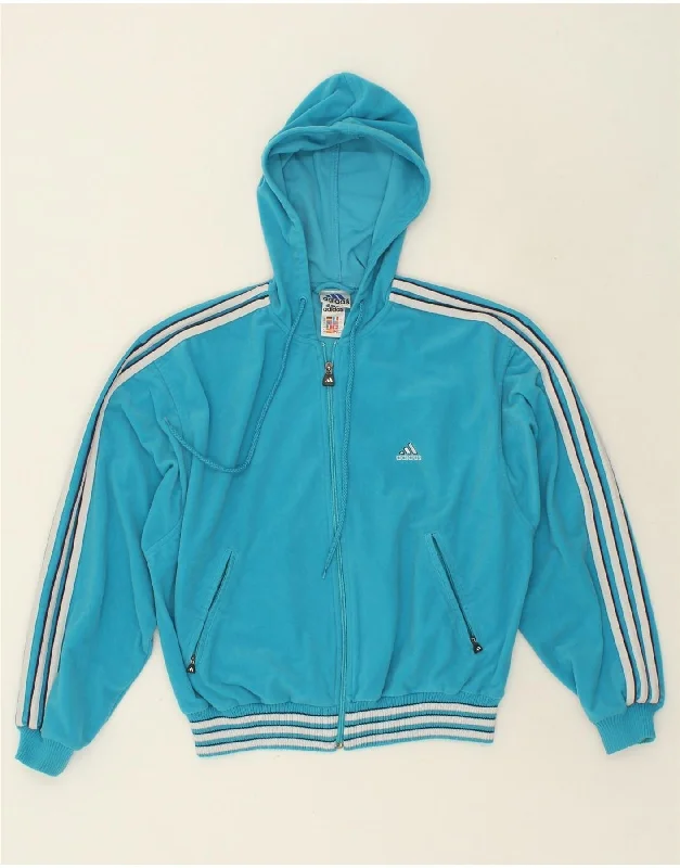 ADIDAS Womens Zip Hoodie Sweater UK 12 Medium Blue College sweaters