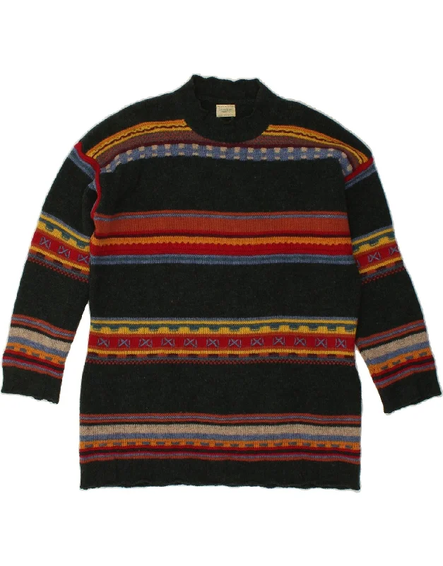 BENETTON Womens Turtle Neck Jumper Sweater UK 14 Medium Multicoloured Stretchable sweaters