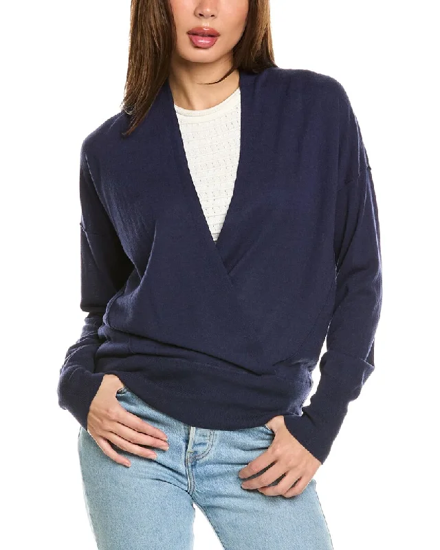 Forte Cashmere Surplice Cashmere-Blend Pullover Lightweight sweaters