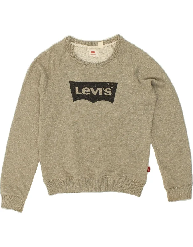 LEVI'S Womens Graphic Sweatshirt Jumper UK 14 Medium Grey Cotton Columbia sweaters