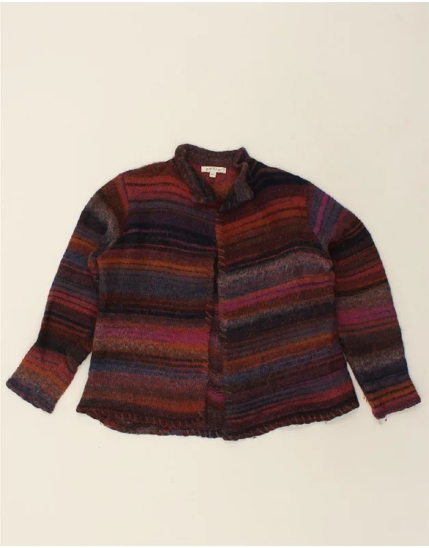 ORVIS Womens Open Cardigan Sweater UK 14 Medium Multicoloured Striped Wool Date night sweaters