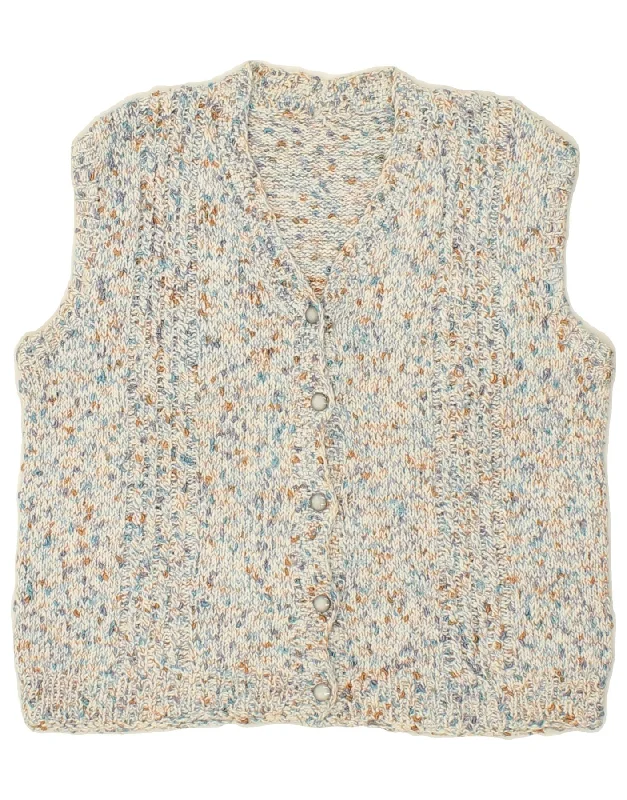 VINTAGE Womens Sleeveless Cardigan Sweater UK 14 Large Blue Flecked Nike sweaters