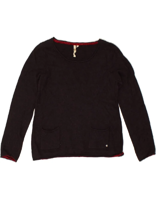 WHITE STUFF Womens Crop Boat Neck Jumper Sweater UK 12 Medium Brown Spring sweaters