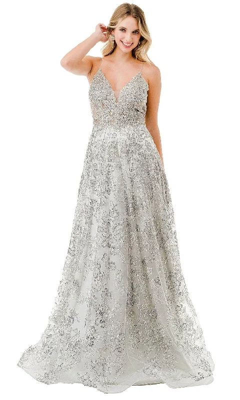 Trevi Collection L2844W - Glittered Plunging V-Back Evening Dress Cocktail party dresses