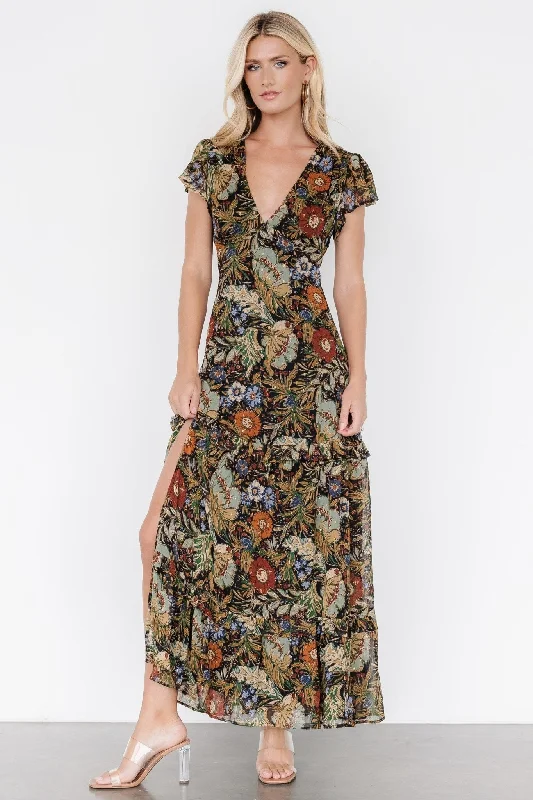Riverwood Deep V Maxi Dress | Multi Floral Sequin maxi dresses