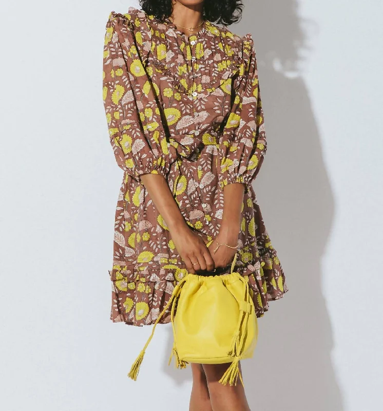 Emma Mini Dress In Dahlia Block Print Mini Skirt Summer