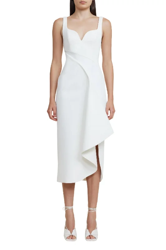 Gowrie Midi Dress In Ivory Wool Midi Skirt