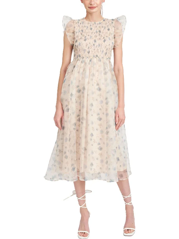 La Raque Womens Floral Smocked Midi Dress Midi Skirt Look