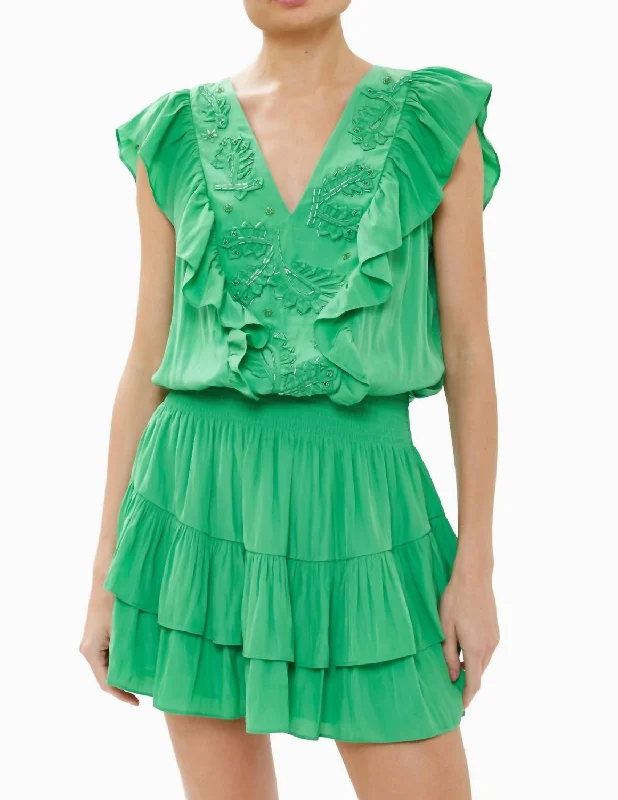 Ari Dress In Garden Green Silk unclassified dresses