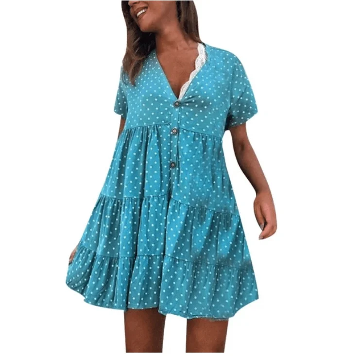 Buttoned ruched polka dot dress Elegant evening unclassified dresses