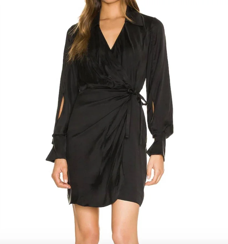 Destiny Wrap Dress In Black Travel unclassified dresses