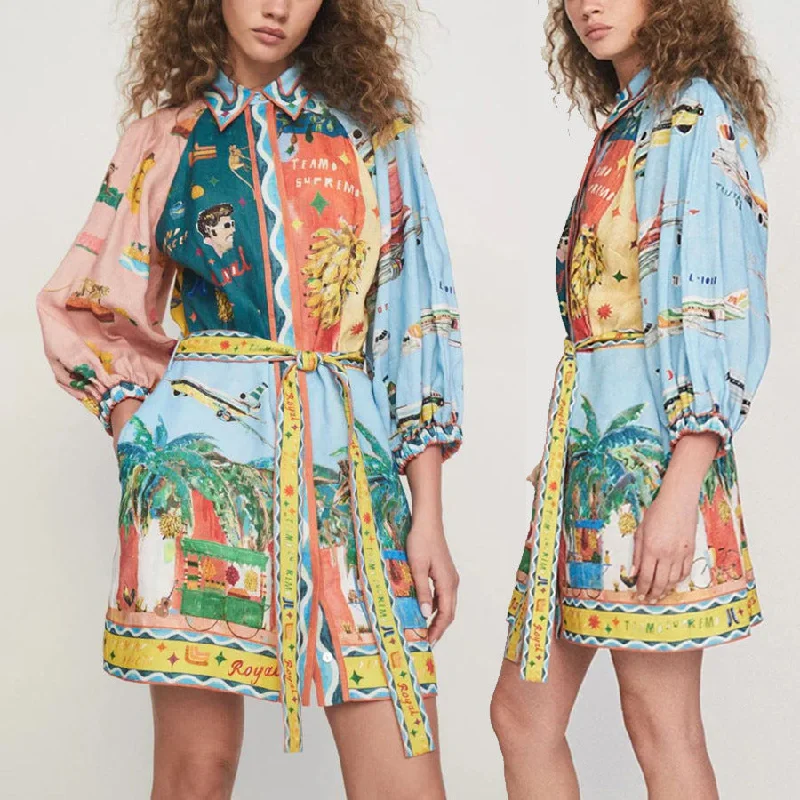 Fashion Individual Casual Loose Dress Women Bold pattern unclassified dresses