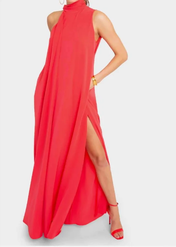 Henna Gown In Watermelon Polka dot unclassified dresses