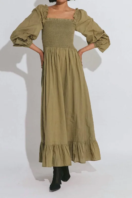 Lennox Ankle Dress In Olive Lace unclassified dresses