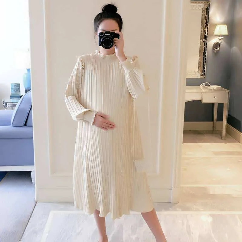 Maternity Chiffon Pleated Dress Gothic unclassified dresses