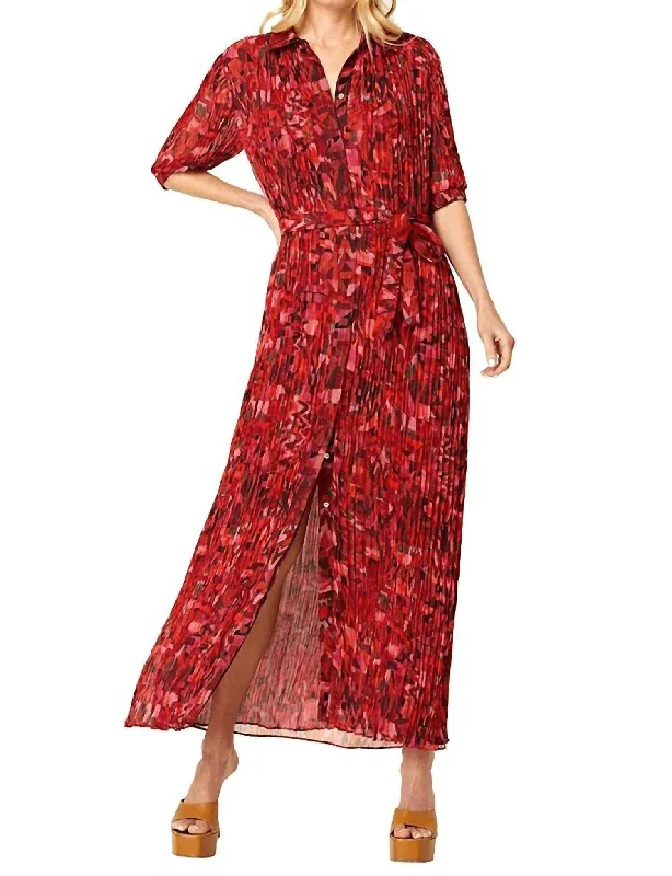 Meredith Dress In Crimson Geo Chiffon Chiffon unclassified dresses