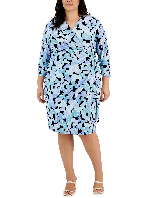 Plus Womens Printed C Wrap Dress Party unclassified dresses