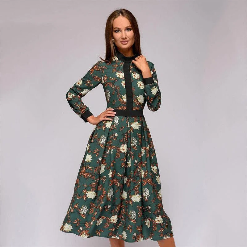 Printed women's stitching dress Metallic unclassified dresses