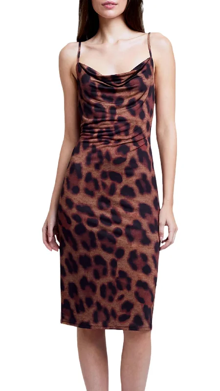 Tami Dress In Spice/black Spotted Panther Ruffled unclassified dresses