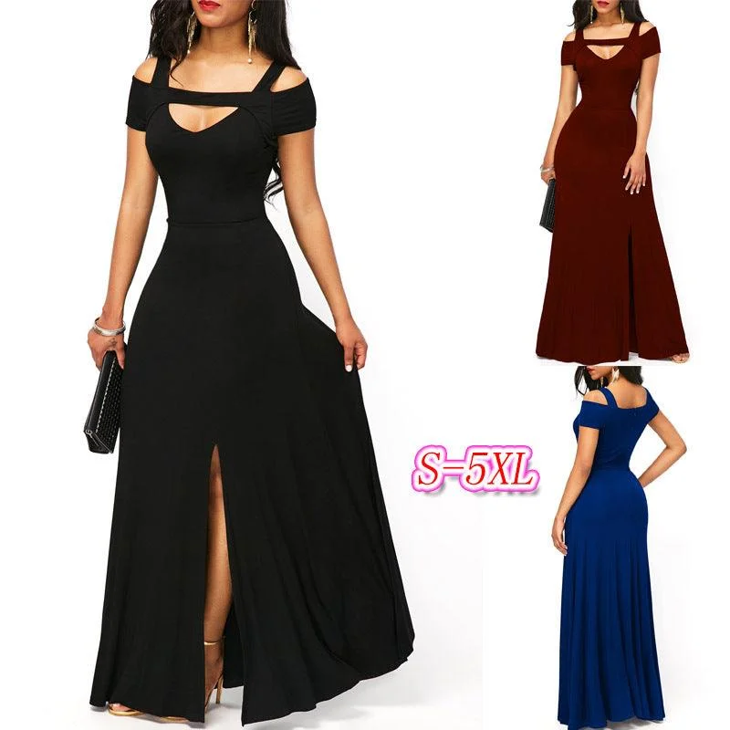 V-neck, off-the-shoulder slit, form-fitting dress Vintage unclassified dresses