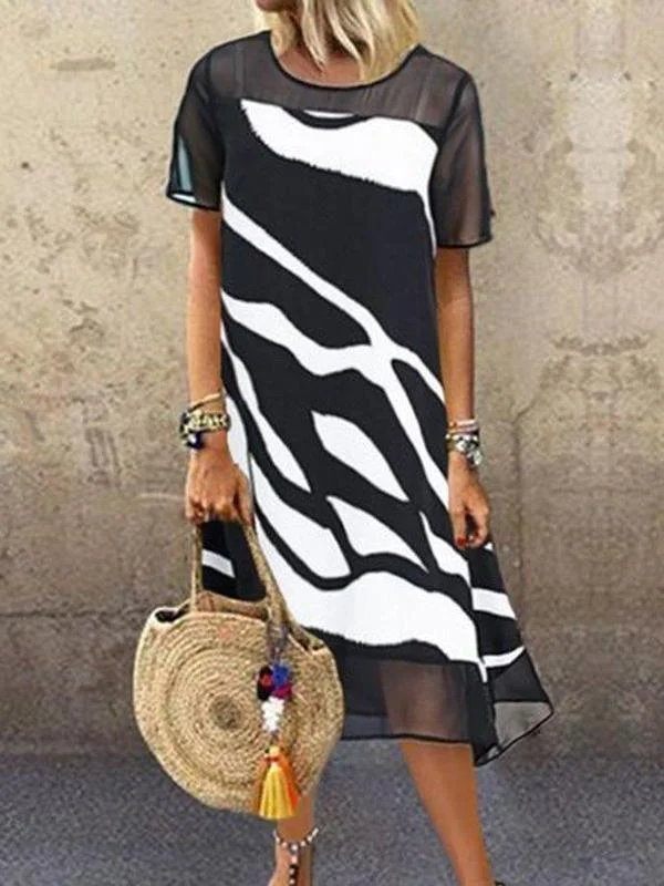 Wide wife foreign dress Printed unclassified dresses